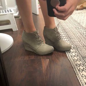 Taupe Wedge Lace Up Booties Size 10